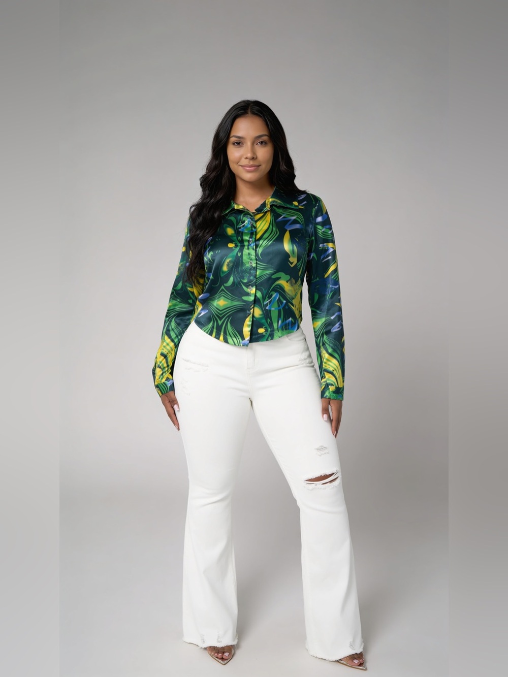 Women’s Green Abstract Print Blouse
